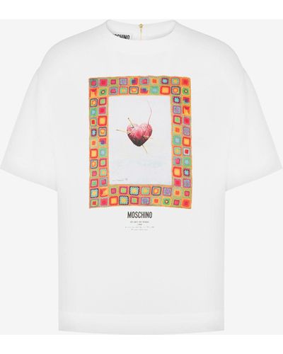 Moschino Blusa In Enver Satin Heart Of Wool - Bianco