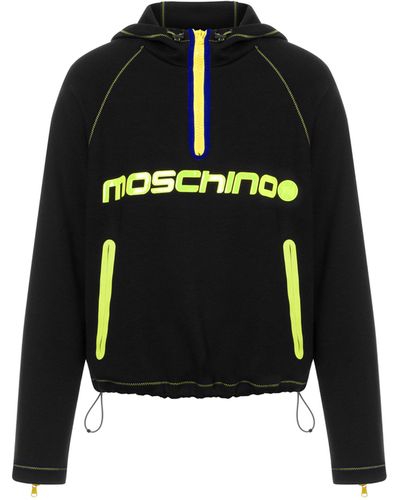 Moschino Sweatshirt En Néoprène Avec Logo Réfléchissant - Noir