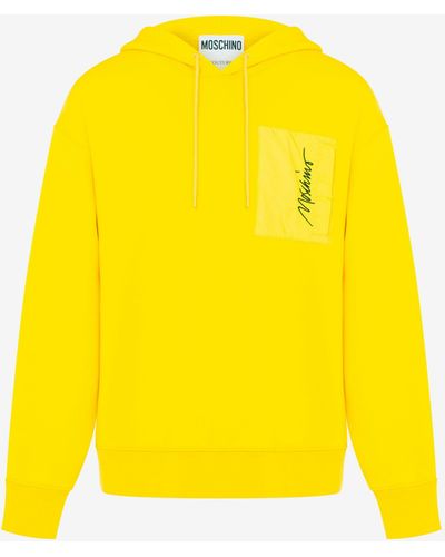Moschino Logo Embroidery Technical Hoodie - Yellow
