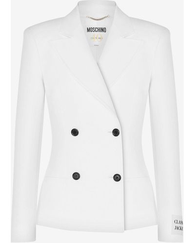 Moschino Cotton Duchesse Double-breasted Jacket - White