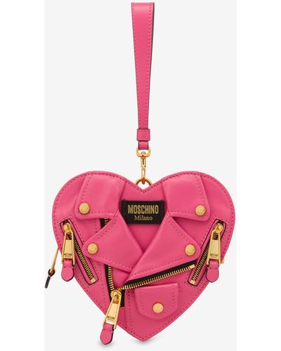 Moschino Heart Biker Bag Aus Nappaleder - Pink