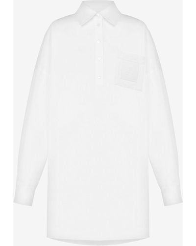 Moschino Rubber Patch Cotton Cloth Dress - White