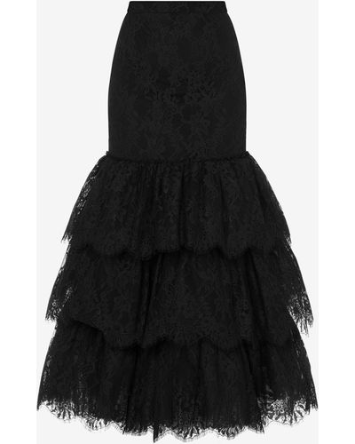 Moschino Lace Skirt With Ruffles - Black