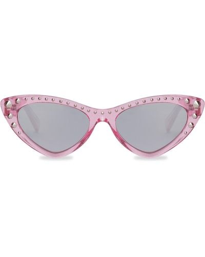 Moschino Sunglasses With Glitter And Studs Cat Eye - Pink