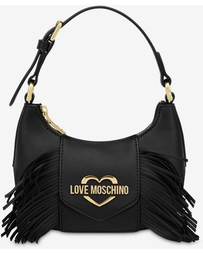 Love Moschino Fringes Small Hobo Bag - Black