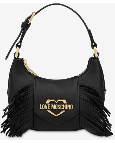 Moschino Fringes Small Hobo Bag - Black