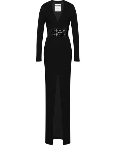 Moschino Bondage Buckle Organzine Dress - Black