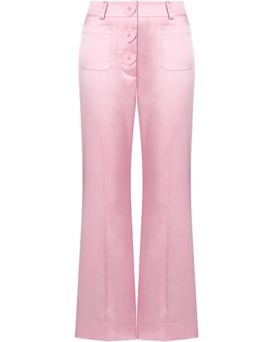 Moschino Pantalone In Raso Stretch Heart Buttons - Rosa