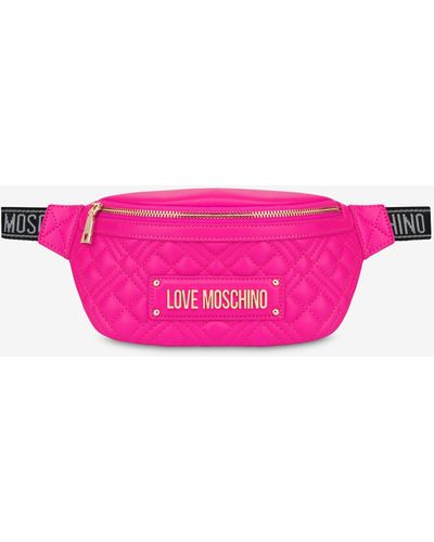 Moschino Lettering Logo Quilted Belt Bag - Pink