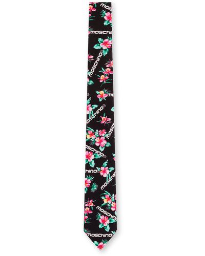Moschino Hibiscus Print Tie - Black
