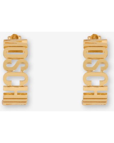 Moschino Lettering Logo Small Earrings - White