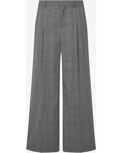 Moschino Glen Plaid Wool Pants - Gray