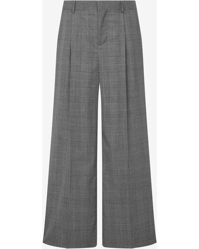 Moschino Glen Plaid Wool Pants - Gray