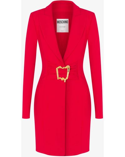 Moschino Heart Buttons Stretch Crêpe Miniskirt - Red