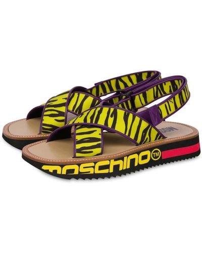 Moschino Tiger Print Nylon Sandals - Yellow