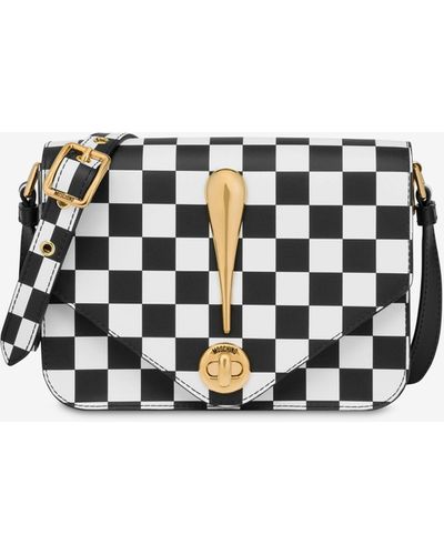 Moschino Schultertasche Mit Karomuster House Symbols !? - Weiß