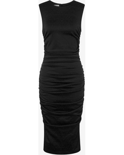 Moschino Allover Logo Jacquard Organzine Dress - Black