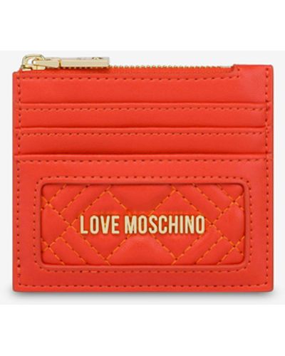 Moschino Porte-cartes Matelassé Lettering Logo - Rouge