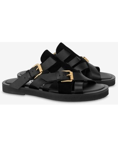 Moschino Double Buckle Sandals - Black