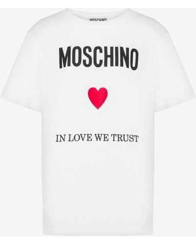 Moschino T-shirt In Jersey Organico In Love We Trust - Bianco