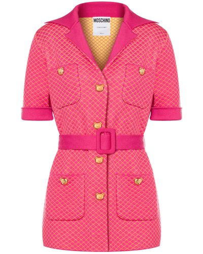Moschino Cardigan In Lana Teddy Buttons - Rosa