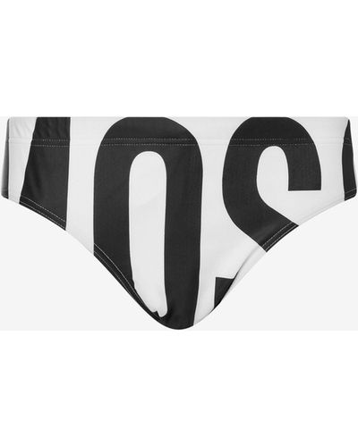 Moschino Badehose Aus Lycra Maxi Logo - Weiß