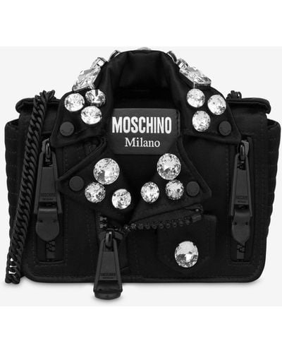 Moschino Small Biker Bag With Jewel Stones - Black