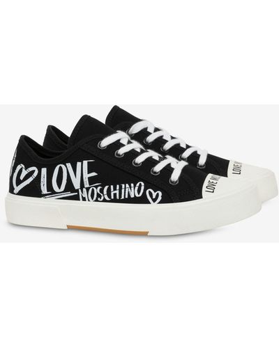 Moschino Sneakers En Toile Pop Love - Blanc