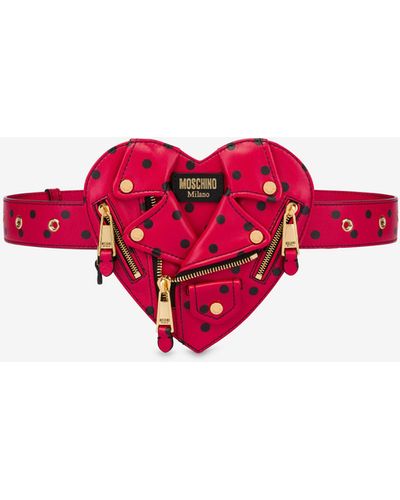 Moschino Marsupio Biker Heart Allover Polka Dots - Rosa