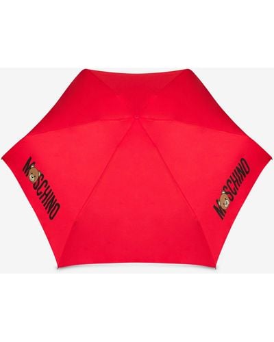 Moschino Ombrello Supermini Teddy Logo - Rosso