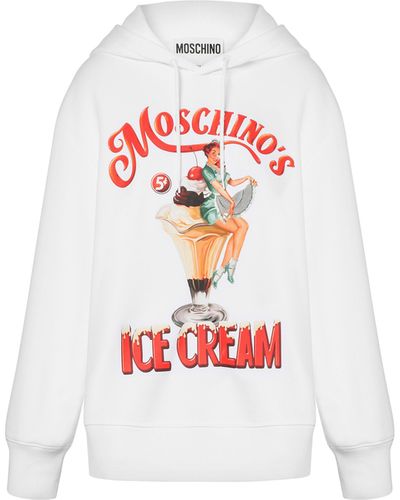 Moschino Felpa Con Cappuccio 's Ice Cream - Bianco