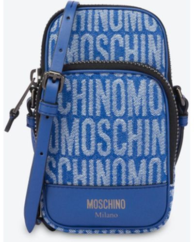 Moschino All-over Logo Denim Phone Pouch - Blue