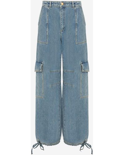 Moschino Pantalone Oversize In Denim Blu