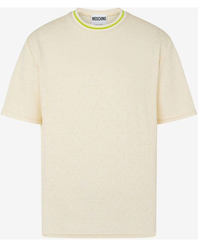 Moschino T-shirt Aus Jersey Jacquard Allover Logo - Weiß