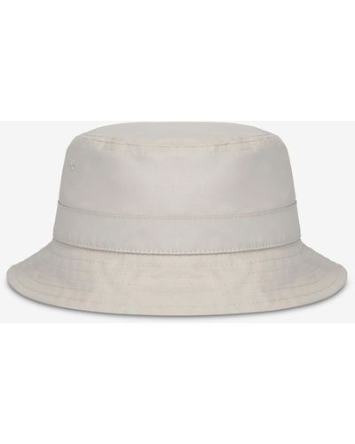Moschino Cappello Bucket In Tela Effetto Cerato - Bianco