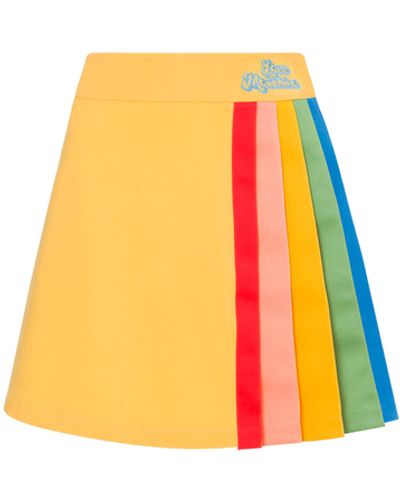 Moschino Minigonna In Felpa Rainbow Pleats - Giallo