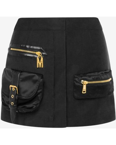 Moschino Nylon Bags Heavy Satin Miniskirt - Black