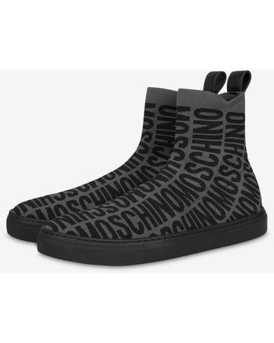 Moschino Allover Logo Sock Sneakers - Black