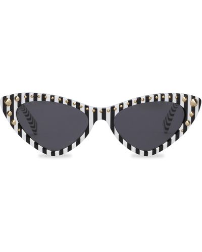 Moschino Gestreifte Sonnenbrille Cat Eye - Weiß