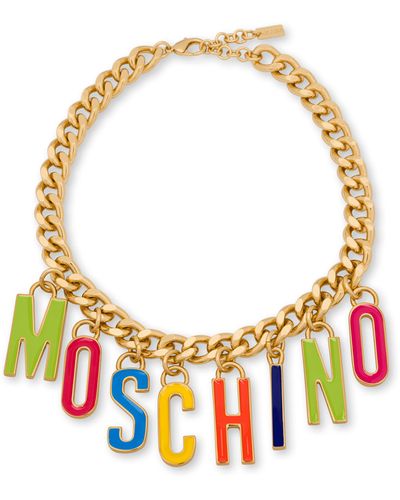 Moschino Lettering Charms Chain Necklace - Metallic