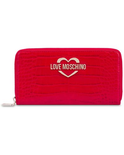Moschino Croco Print Zip Around Wallet - Red