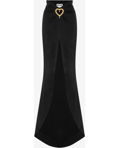 Moschino Gonna In Enver Satin Heart Embroidery - Nero