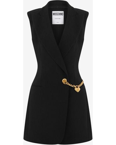 Moschino Chain & Heart Stretch Crêpe Dress - Black