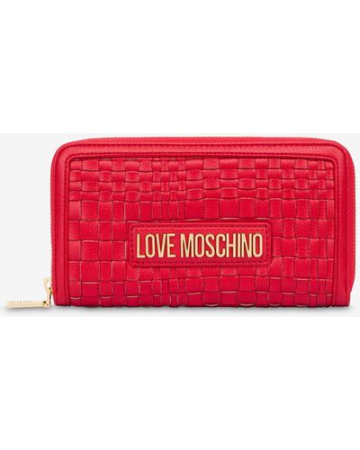Moschino Woven Zip-around Wallet - Red
