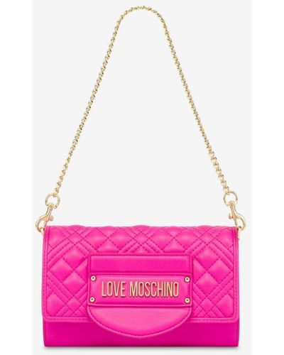 Moschino Quilted Tab Mini Shoulder Bag - Pink