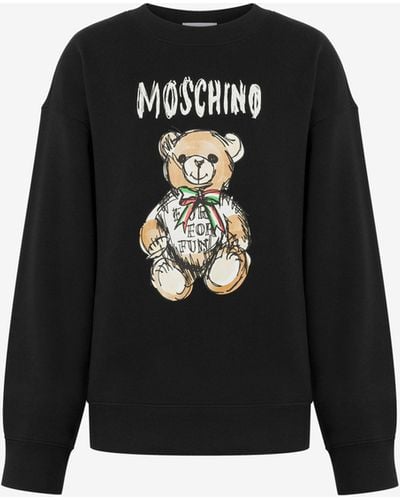 Moschino Drawn Teddy Bear Organic Cotton Sweatshirt - Black