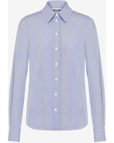 Moschino Camicia In Popeline Rigato - Blu