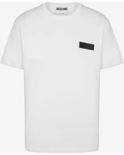 Moschino T-shirt In Jersey Organico Rubber Logo - Bianco