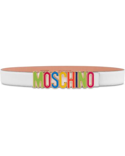 Moschino Multicolor Logo Belt - White