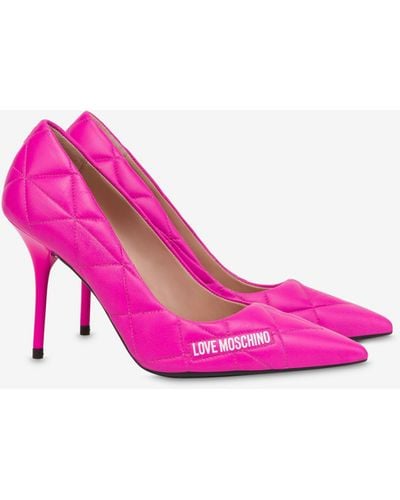 Moschino Pumps Aus Gestepptem Nappaleder - Pink